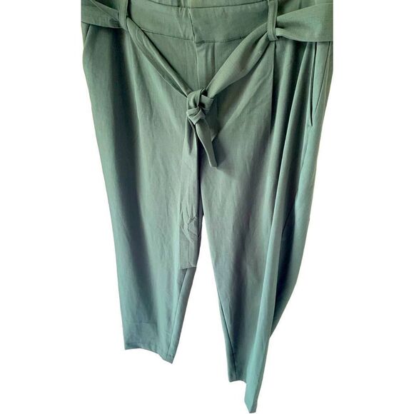 TORRID NEW Plus Size Olive Green Tie Front Paper-bag Tapered Pant. - Picture 6 of 16